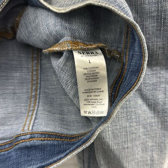 Serra Denim Jacket Puff sleeve Buckle on the back NWT - Picture 8 of 8